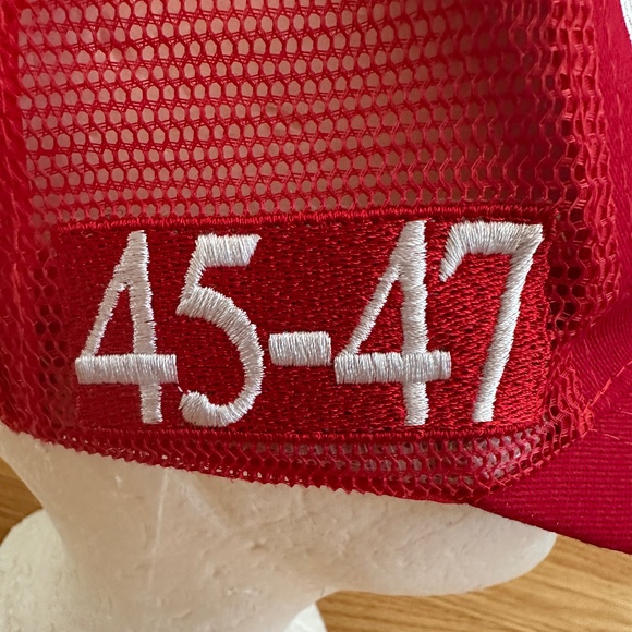 Make America Great Again Trump 45-47 Trucker Hat Red - Picture 7 of 11